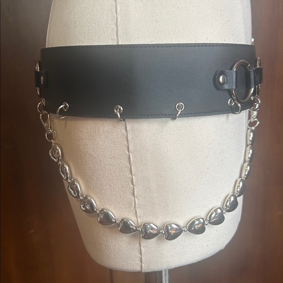 Wide Black Silver Hardware Rocker Belt M/L main image 8
